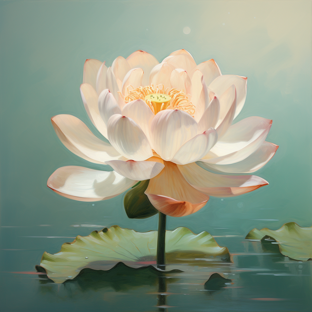 Beautiful lotus flower glowing on teal background