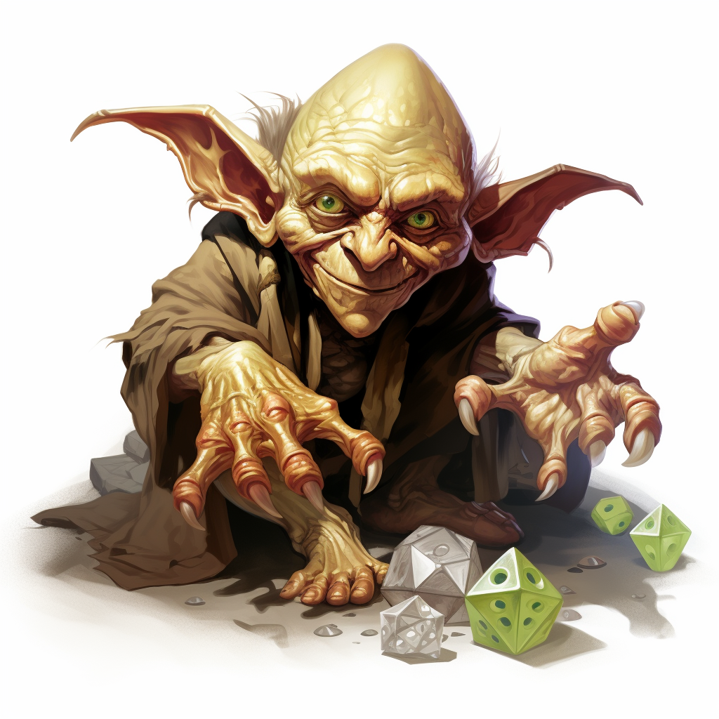 Goblin throwing dice DND style