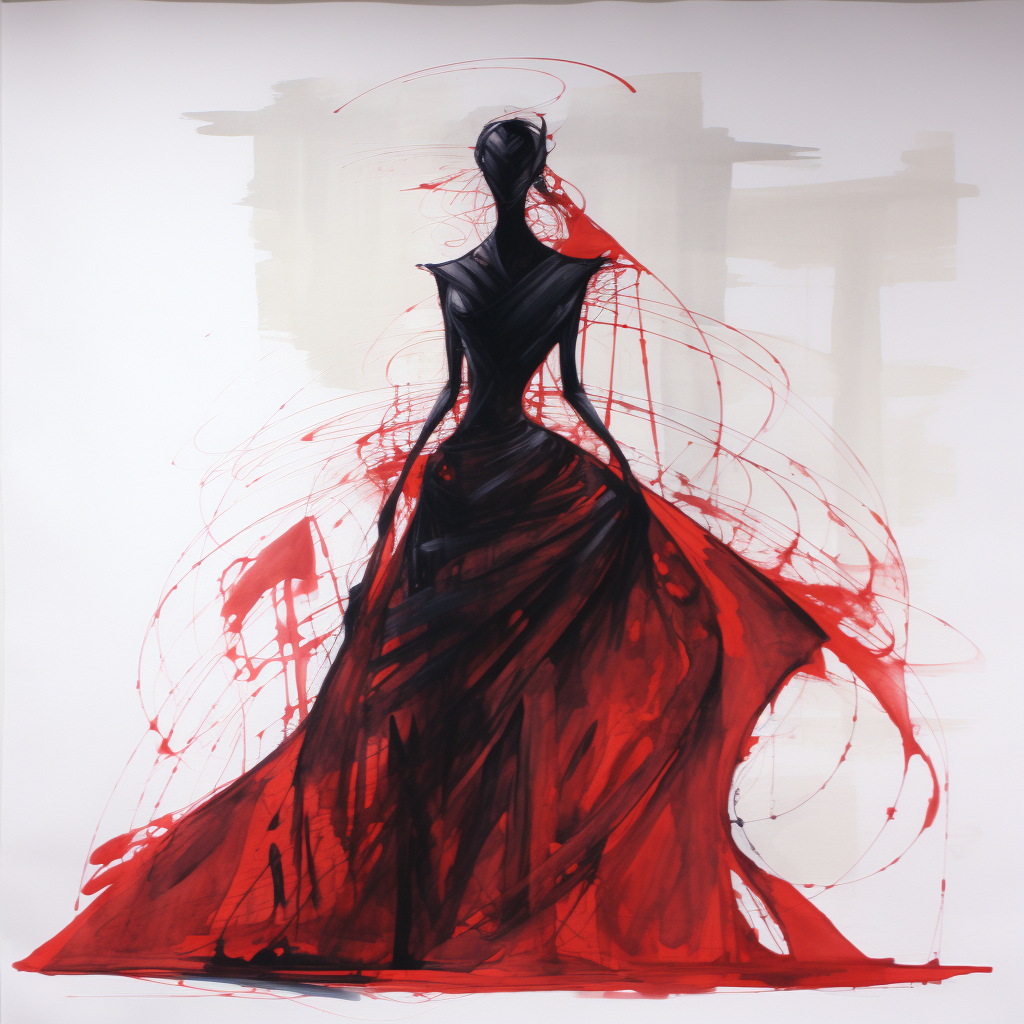 Silhouette of Goddess in Red Dress