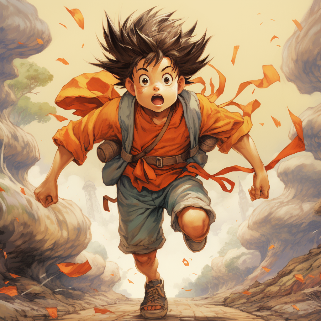 Goku running manga style boy