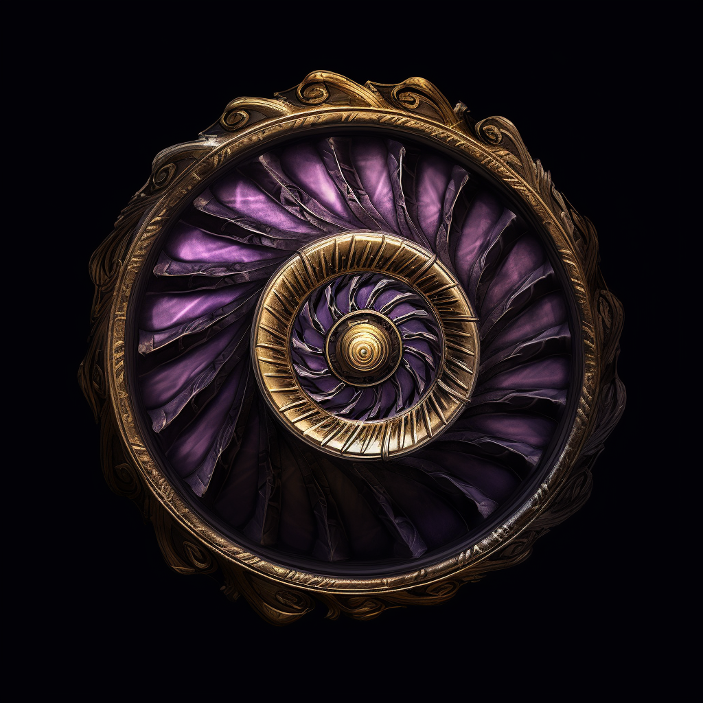 Mysterious gold-purple spiral staircase