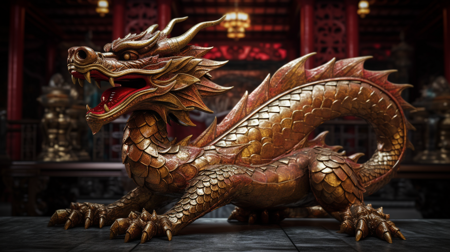 Beautiful Gold Dragon Bench Background