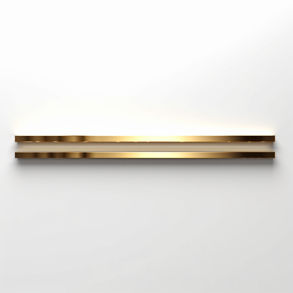 Thin gold volumetric strip on white background