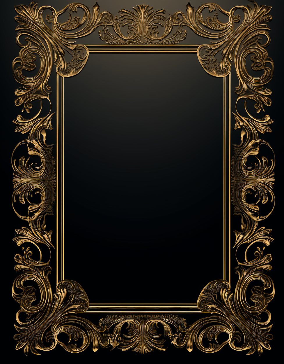 Gold Ornate Frame Black Grunge Background