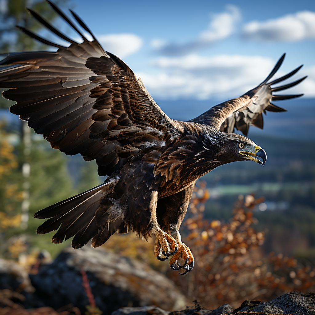 Golden eagle in flight