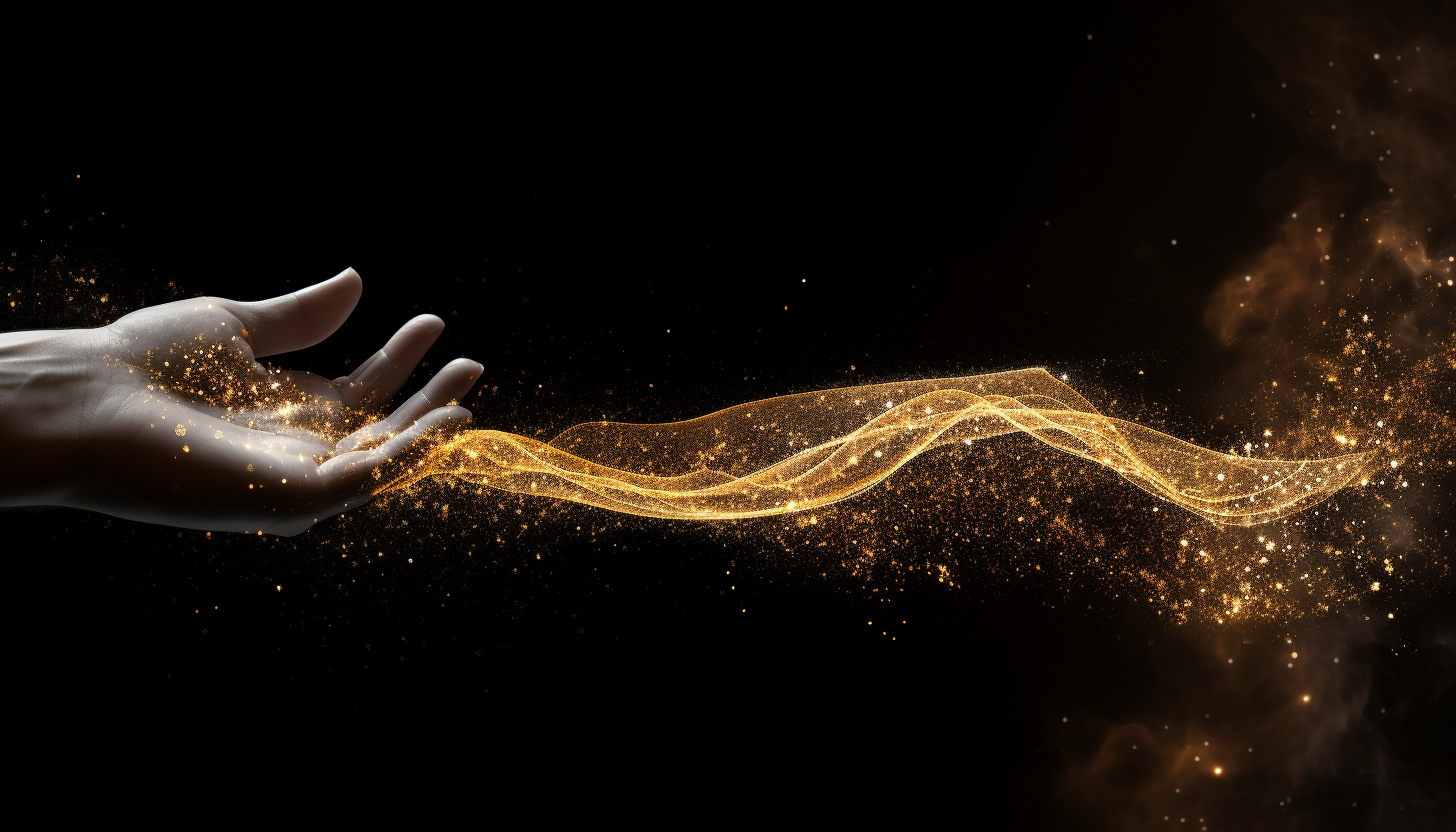 Glistening golden arm created with particles