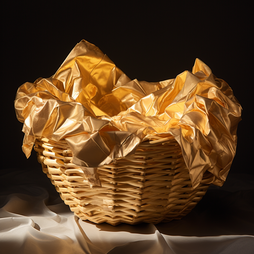 Golden Tissue Paper in Basket