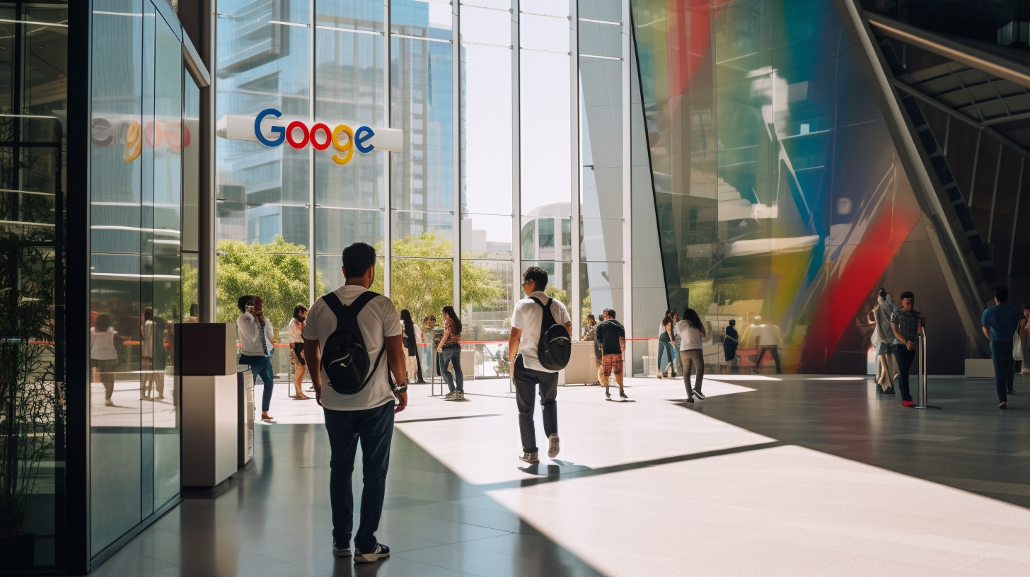 Professional entering Google building