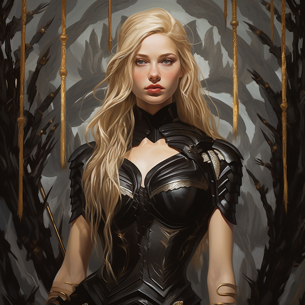 Illustration of a Gorgeous Blond Woman with Quiver of Arrows