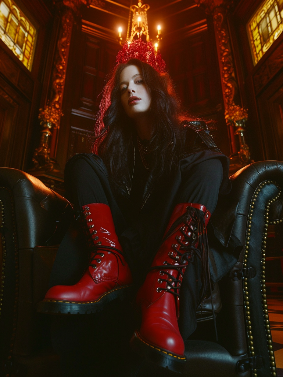 Goth Liv Tyler with Layered Hair and Red Dr Martens Boots