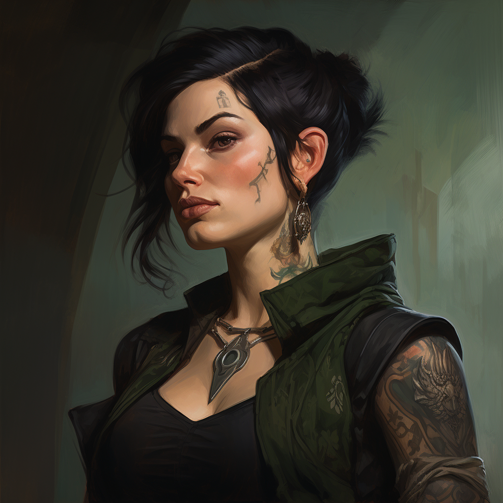 Gothic half-elf with cyberpunk style