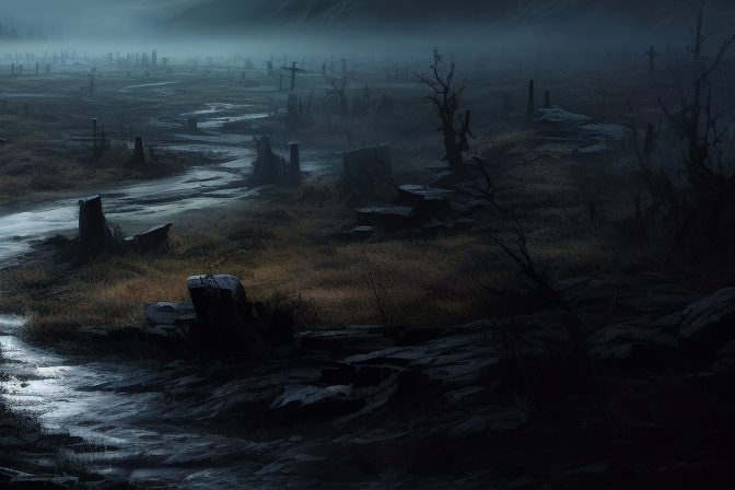 Gothic Transylvanian Romanian Landscape: Horror Fantasy Scene