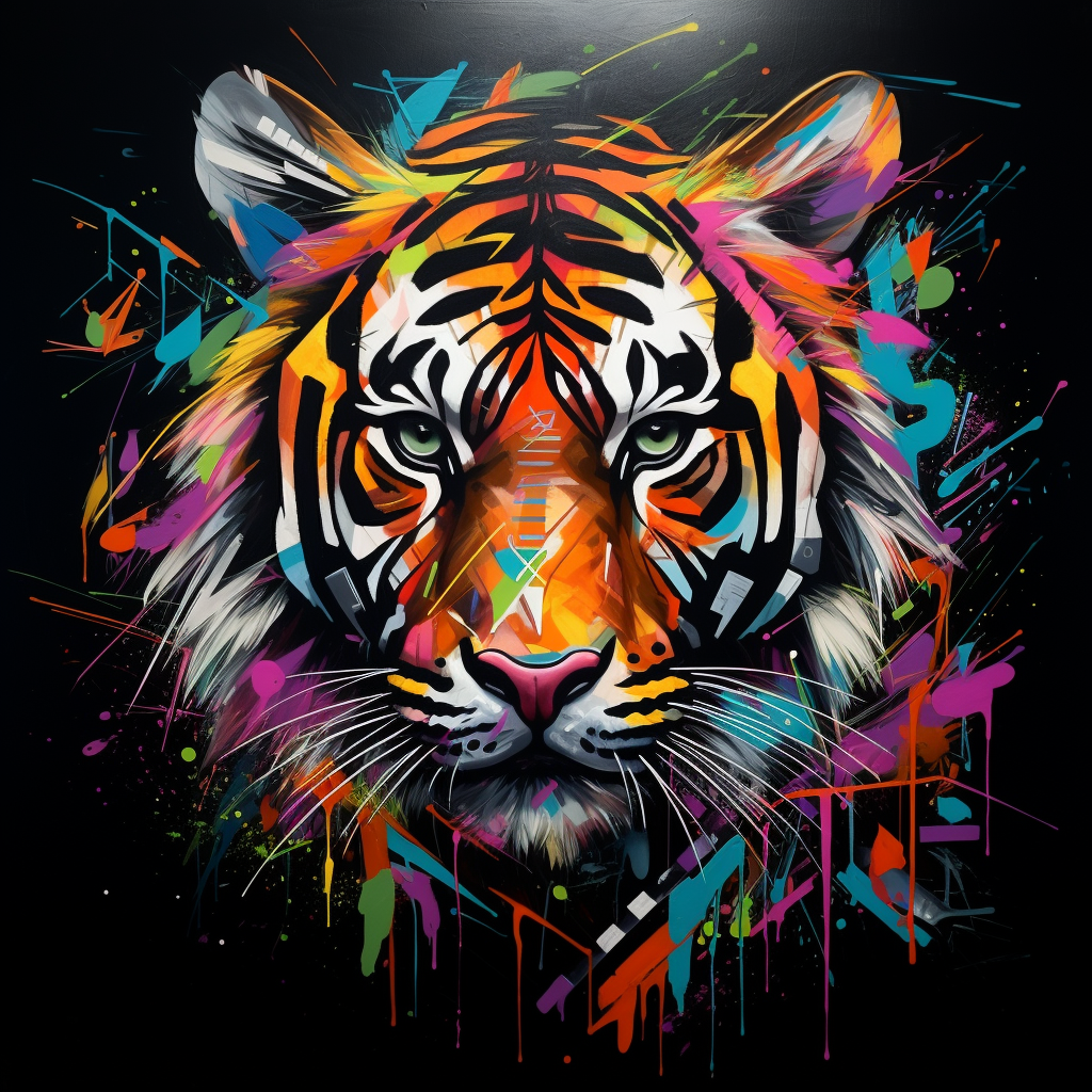 Graffiti Tiger in Dynamic Colors