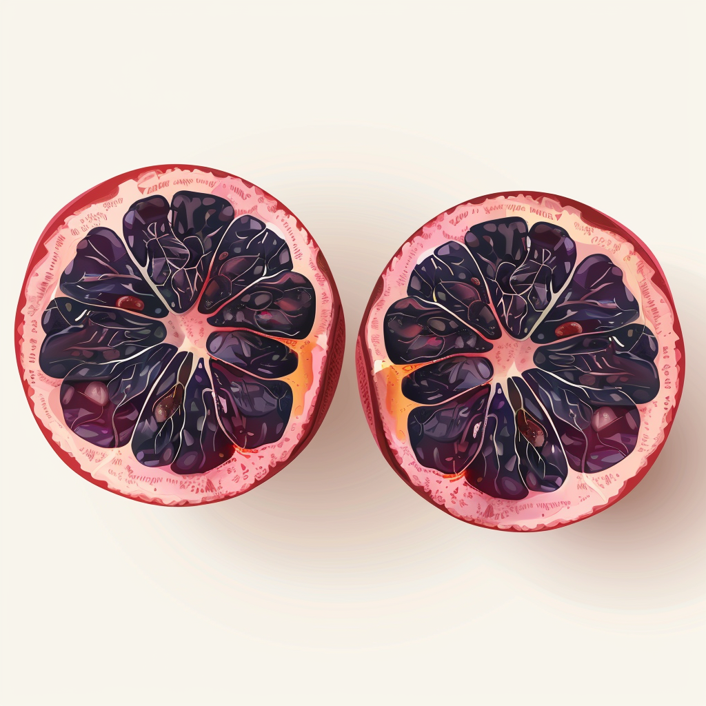 Grape fruit half vector white