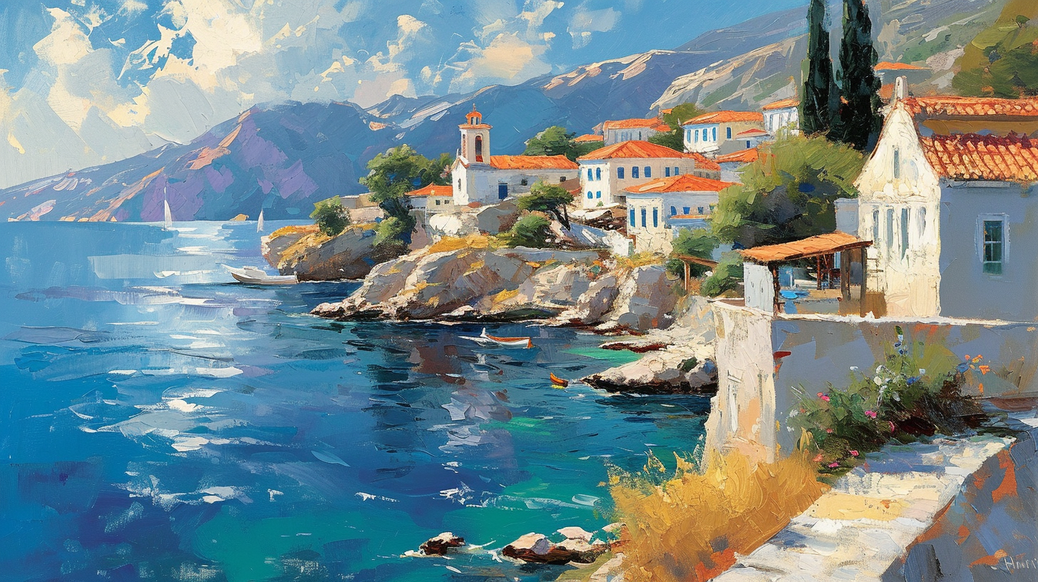 Greece Water Summer Painting