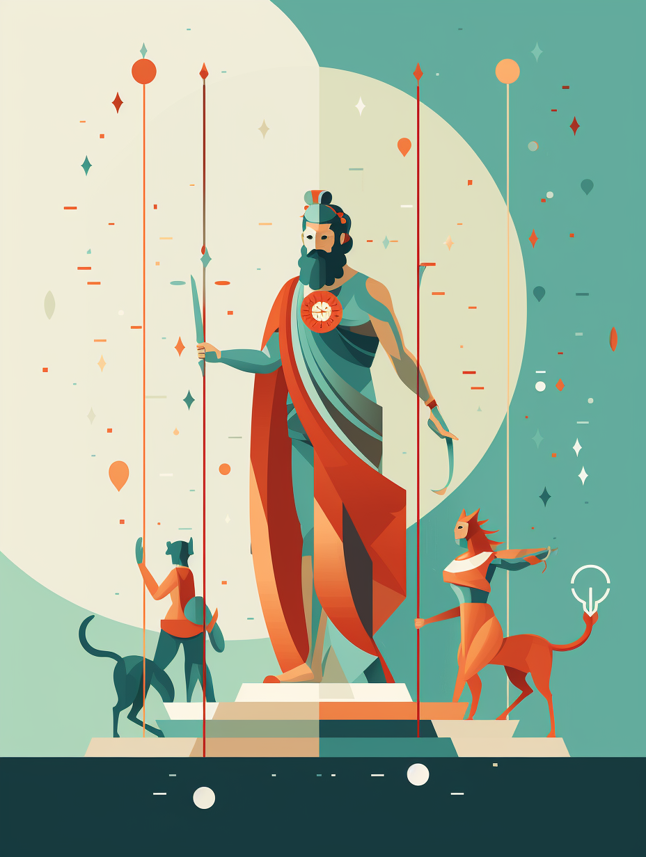 Geometric Greek gods carnival celebration