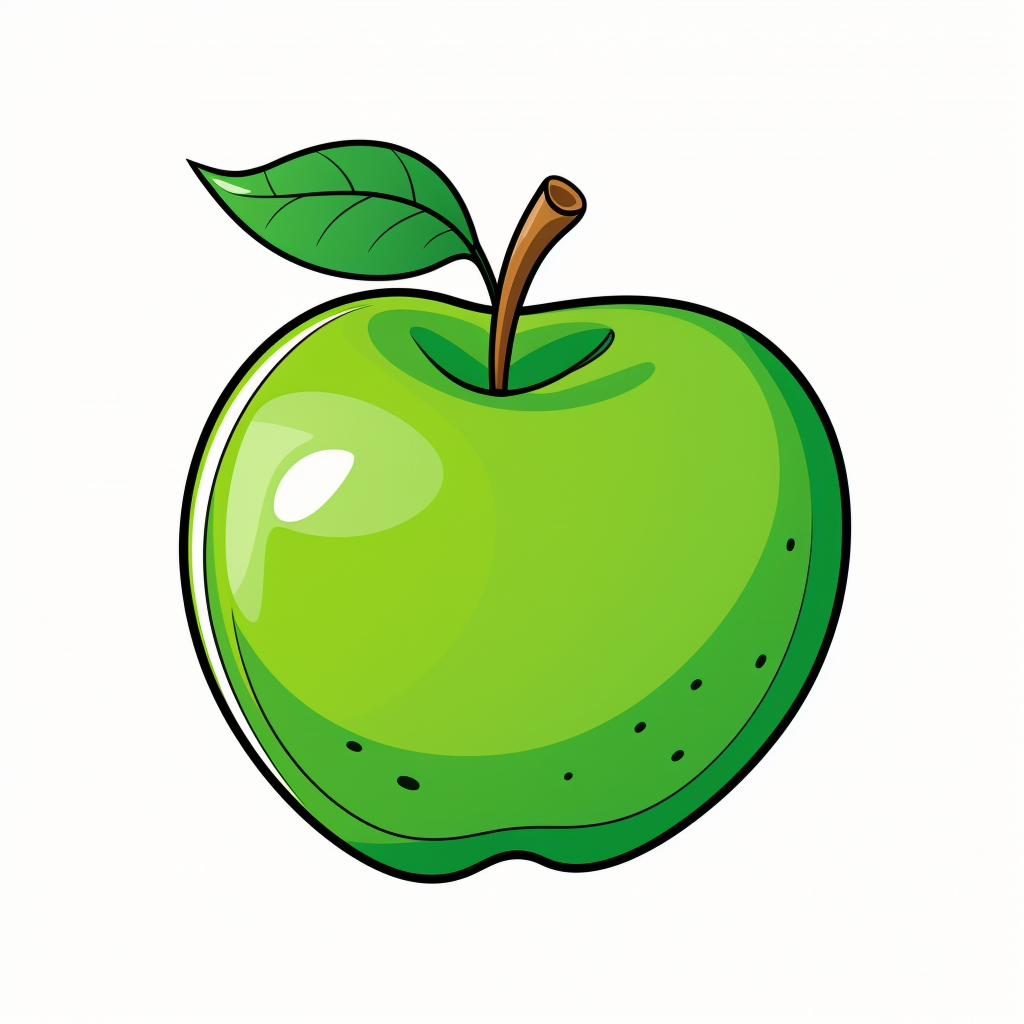 Cartoon green apple for kids