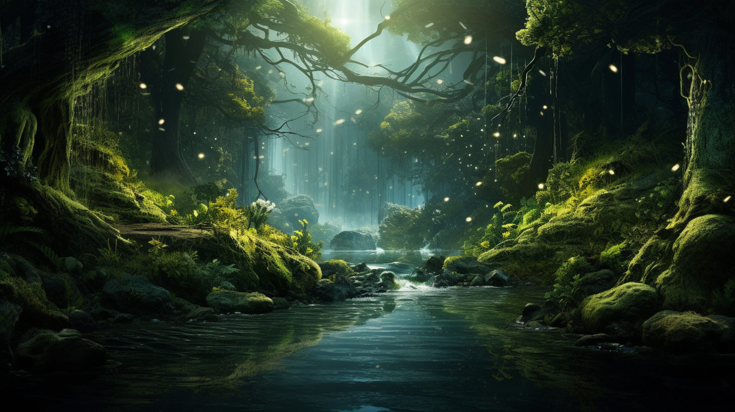 Realistic Ethereal Fantasy Dream in Green Forest