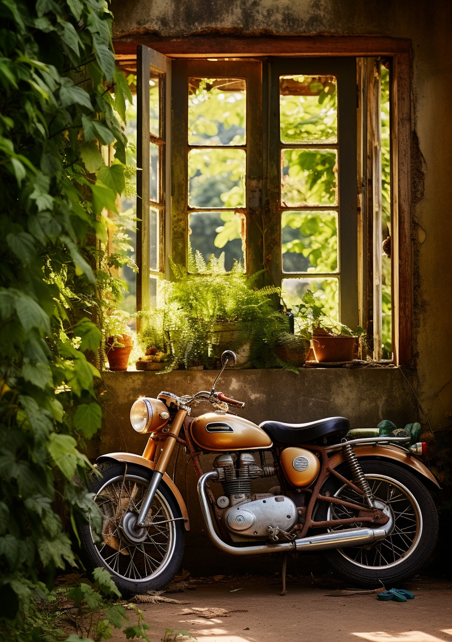 Green Enfield Bullet on Winding Road