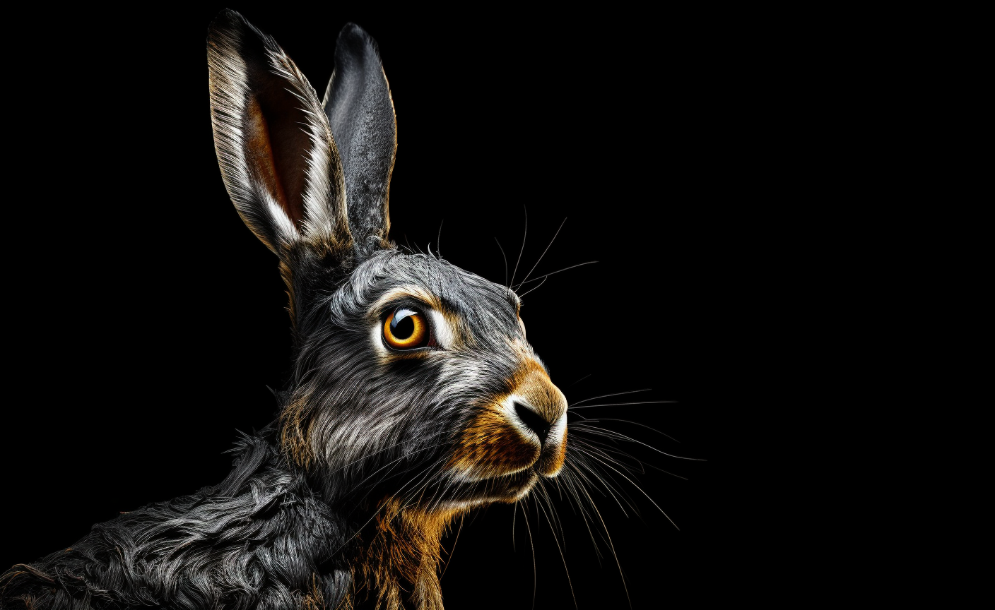 Close-up shot of a detailed grey hare