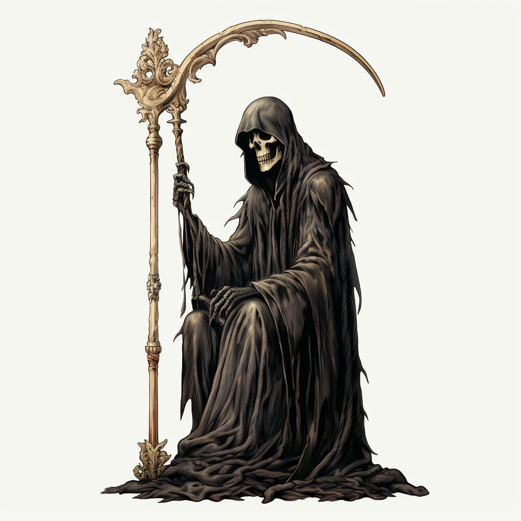 Grim Reaper Illustration Isolated Blank Page