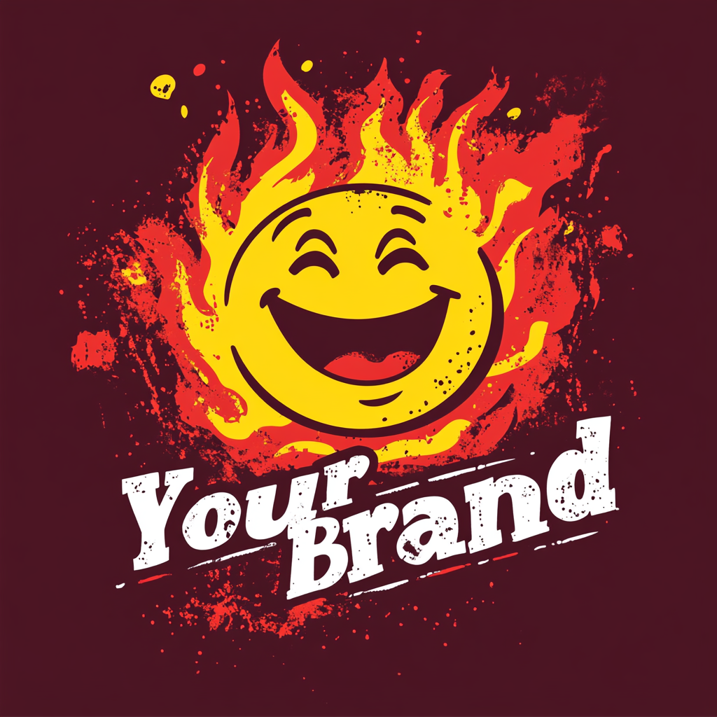 Grunge Logo Smiley Fire Design