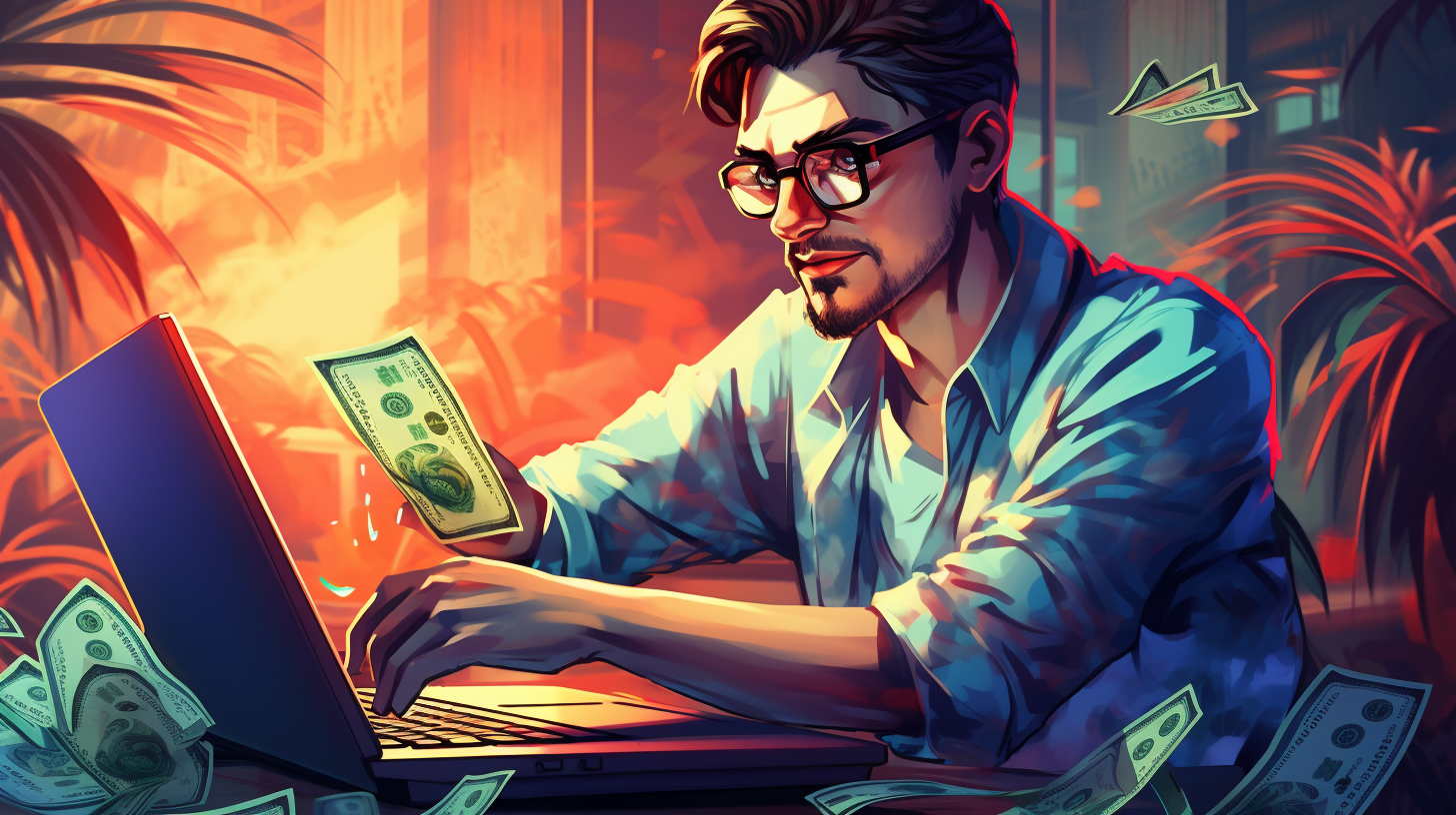 Man with Money and Computer