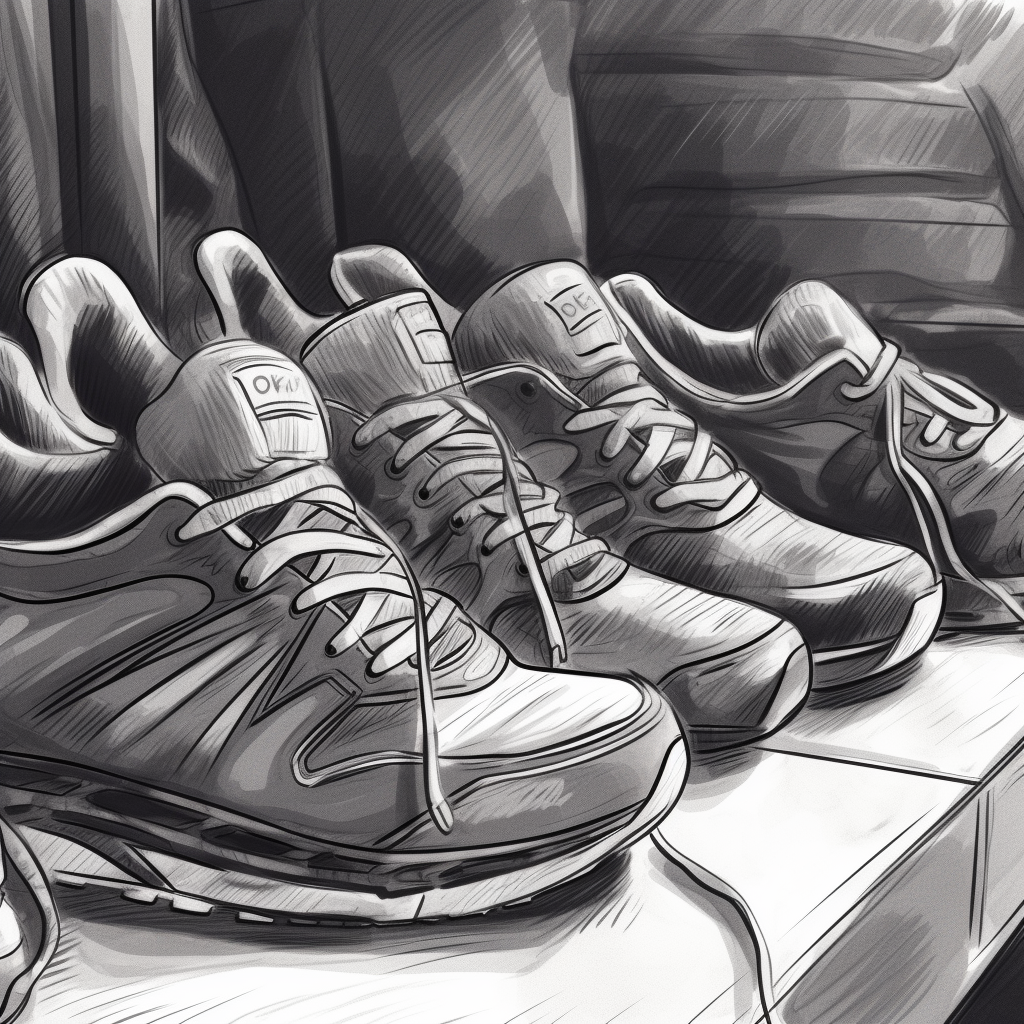 Close-up sketch of gym shoes