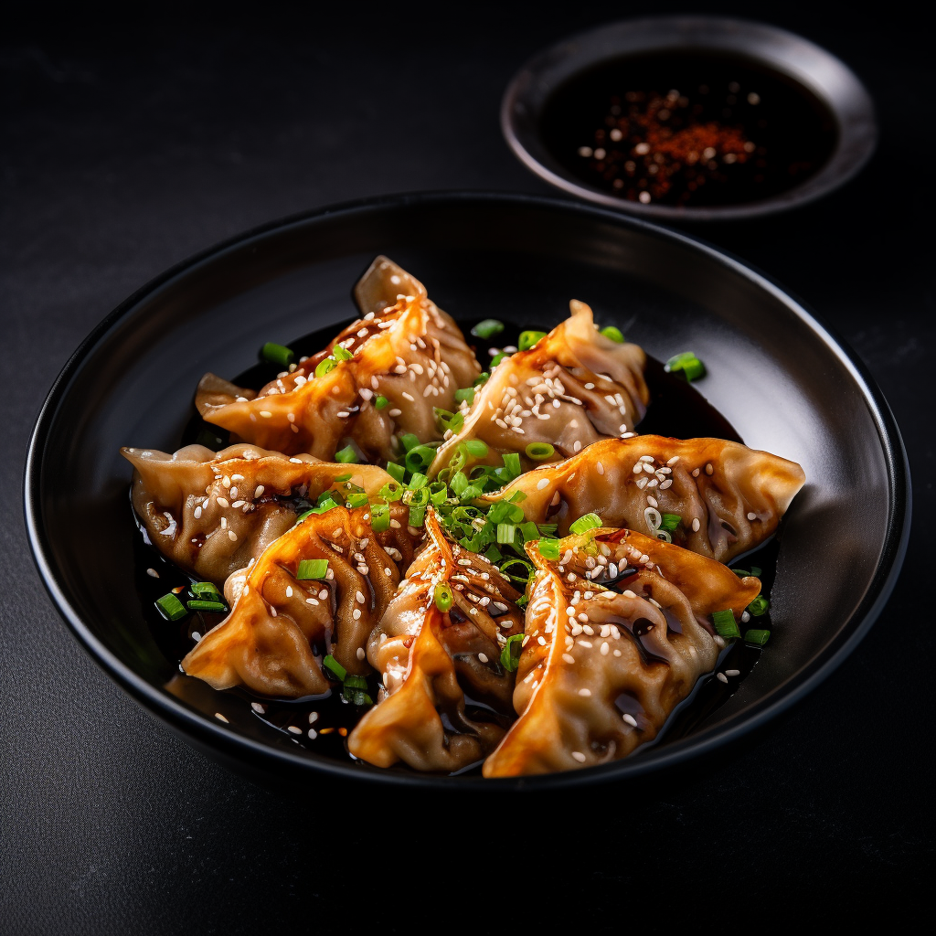 crispy fried gyoza in bowl