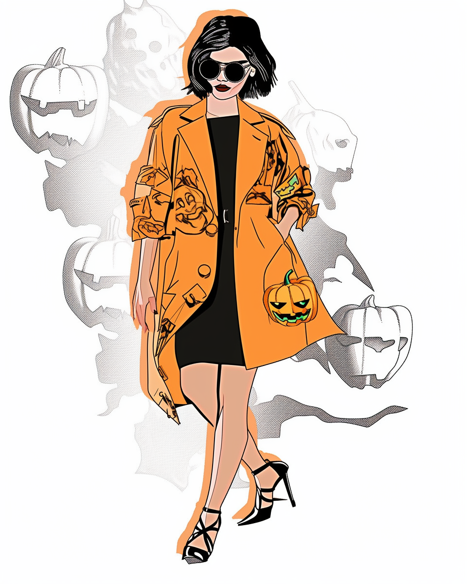 minimalist Halloween fashionista sketch