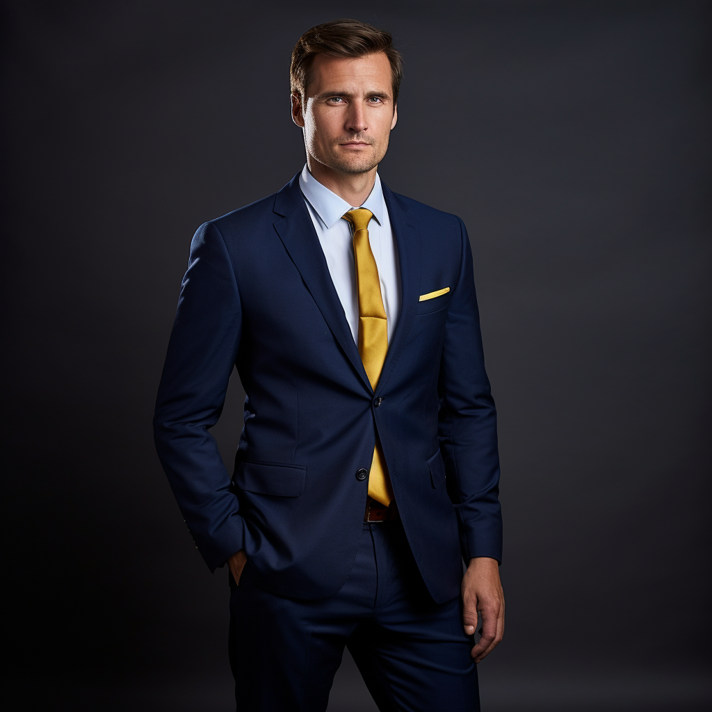 Image of a Stylish Man in Navy Blue Suit