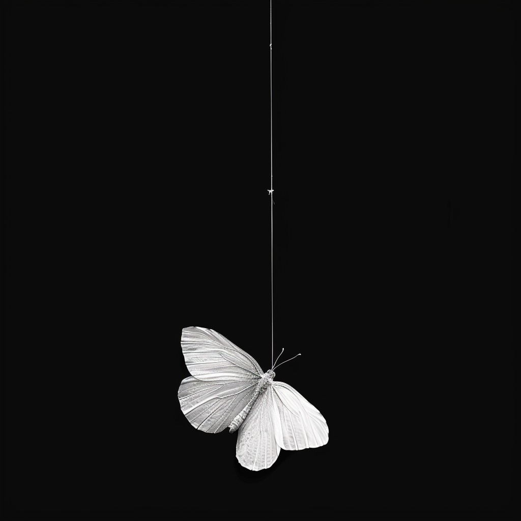 White butterfly cocoon hanging