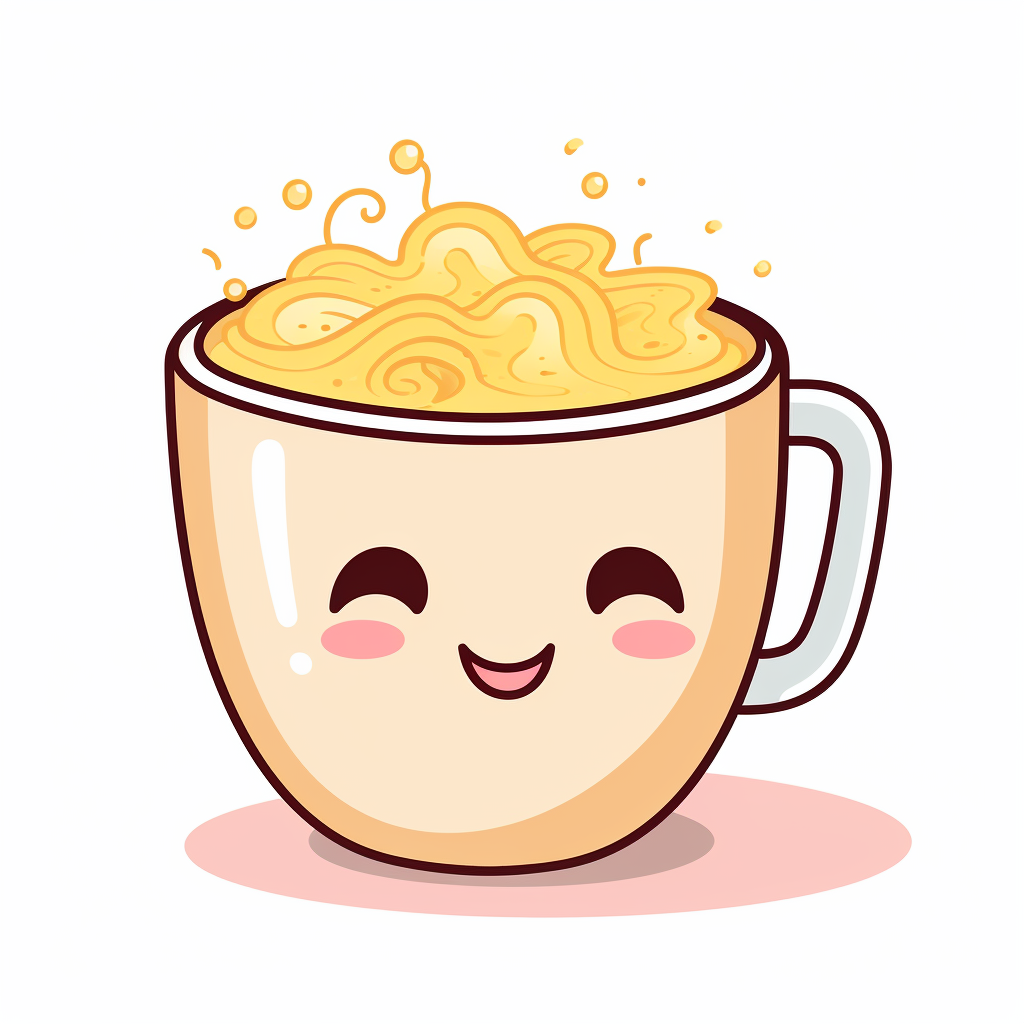 Illustration of a happy cup ramen