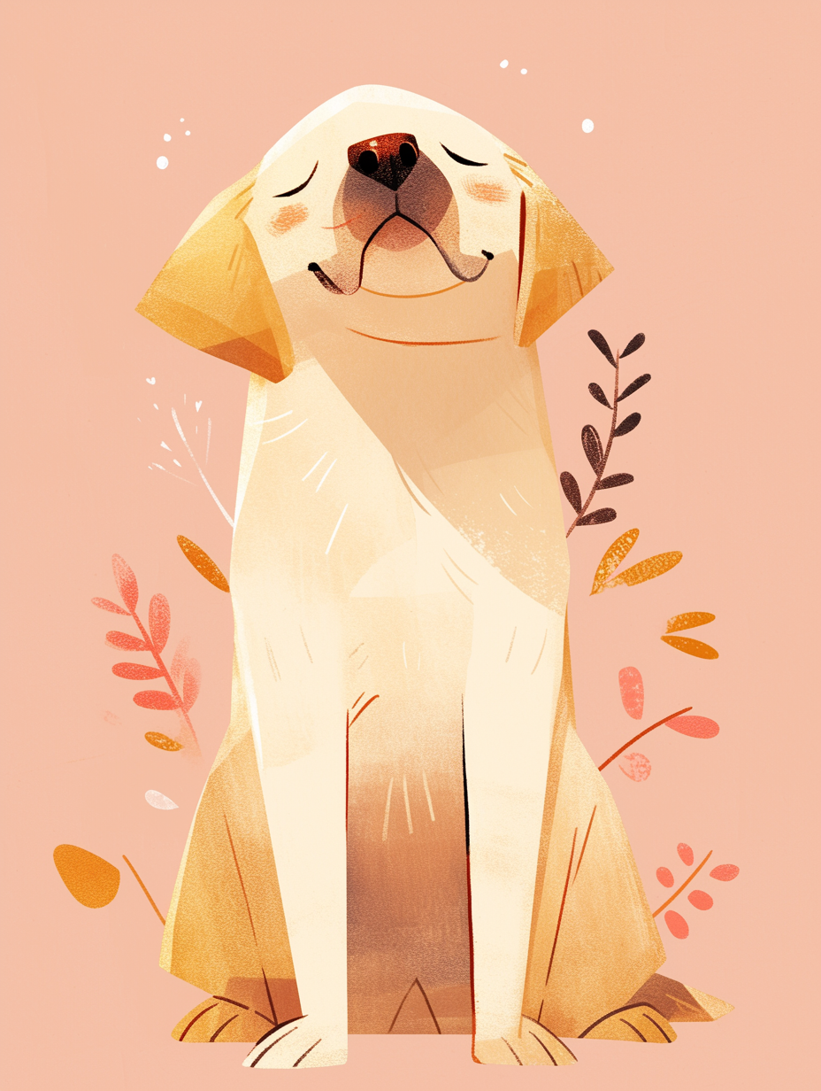 Happy Golden Labrador on Pink