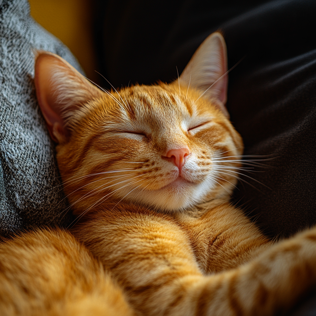 Happy Orange Cat Relaxing