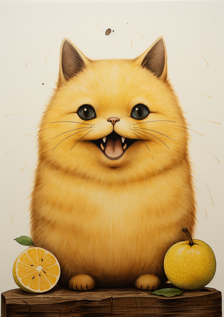 Happy pear cat with a smile