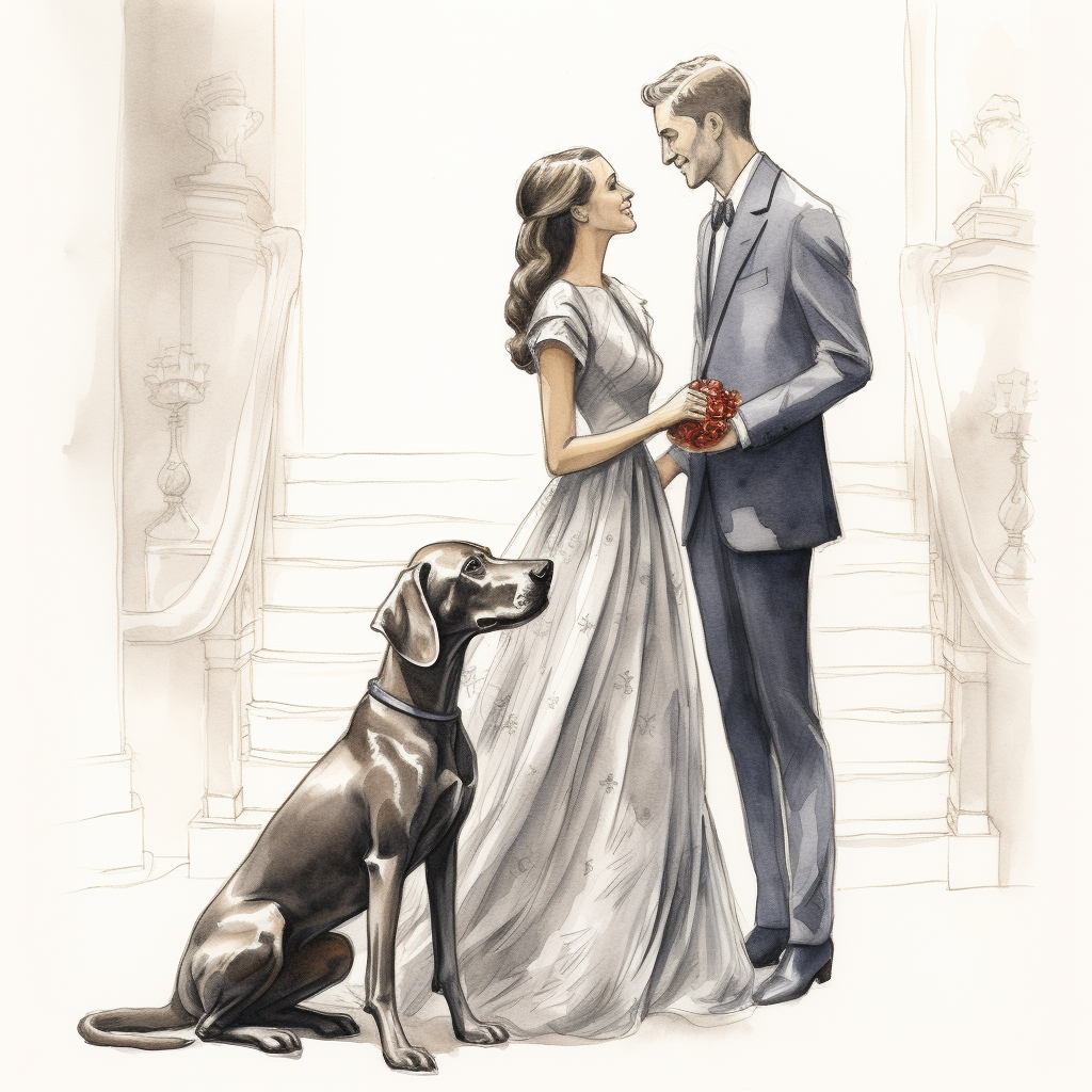 Blissful woman marrying a Weimaraner