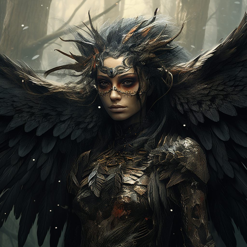 Beautiful harpy woman portrait