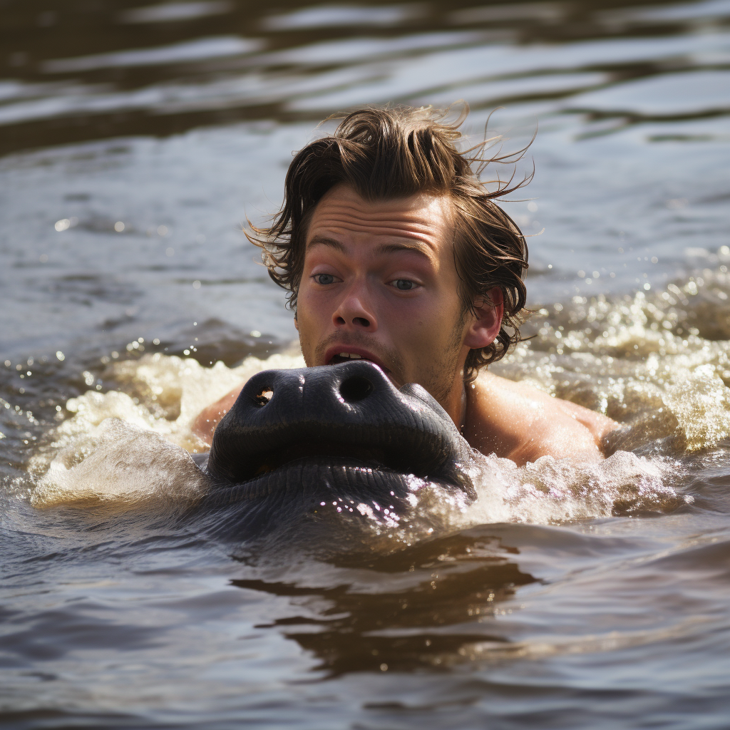 Harry Styles being eaten by hippos