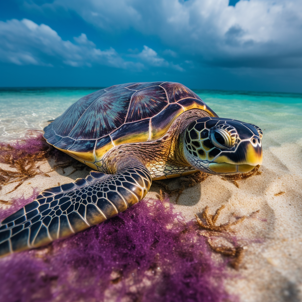 Realistic turtle on beautiful beach