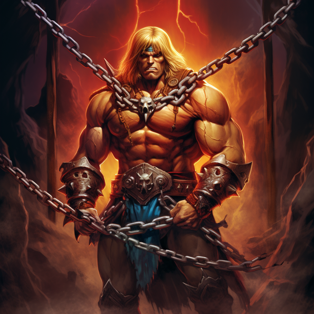 He-Man as Hellspawn with chained Sword and Shield