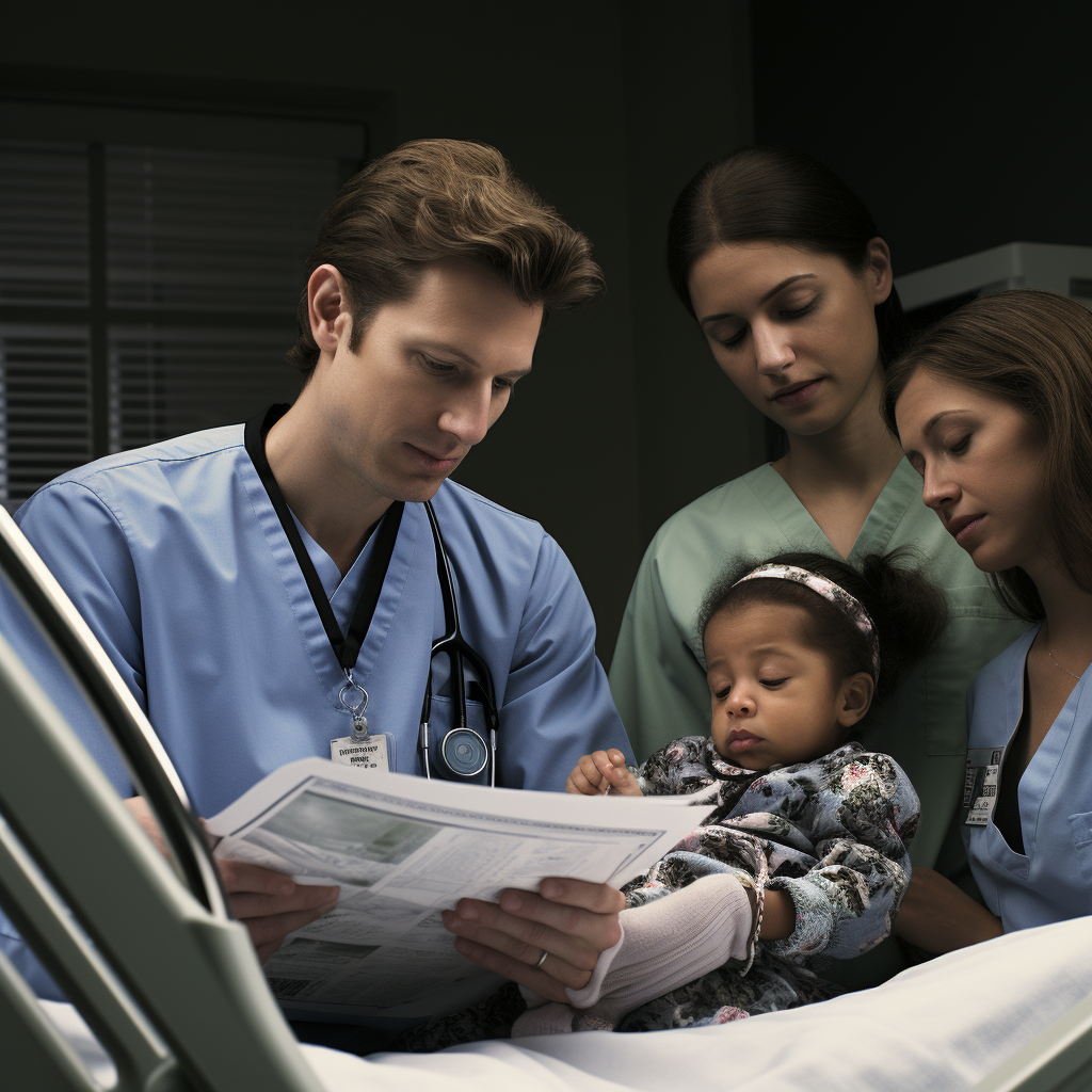 Healthcare worker and interpreter communicating with diverse family