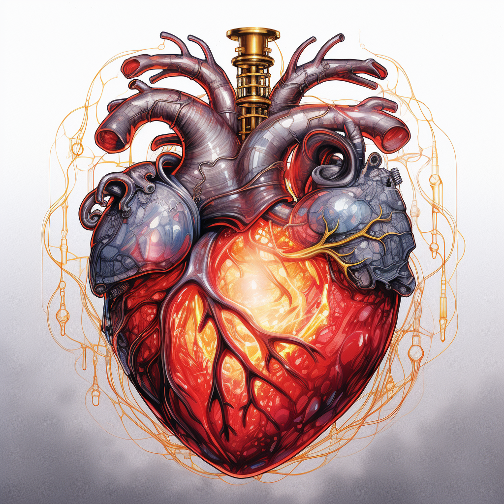 Illustration of a Vibrant Human Heart Energy