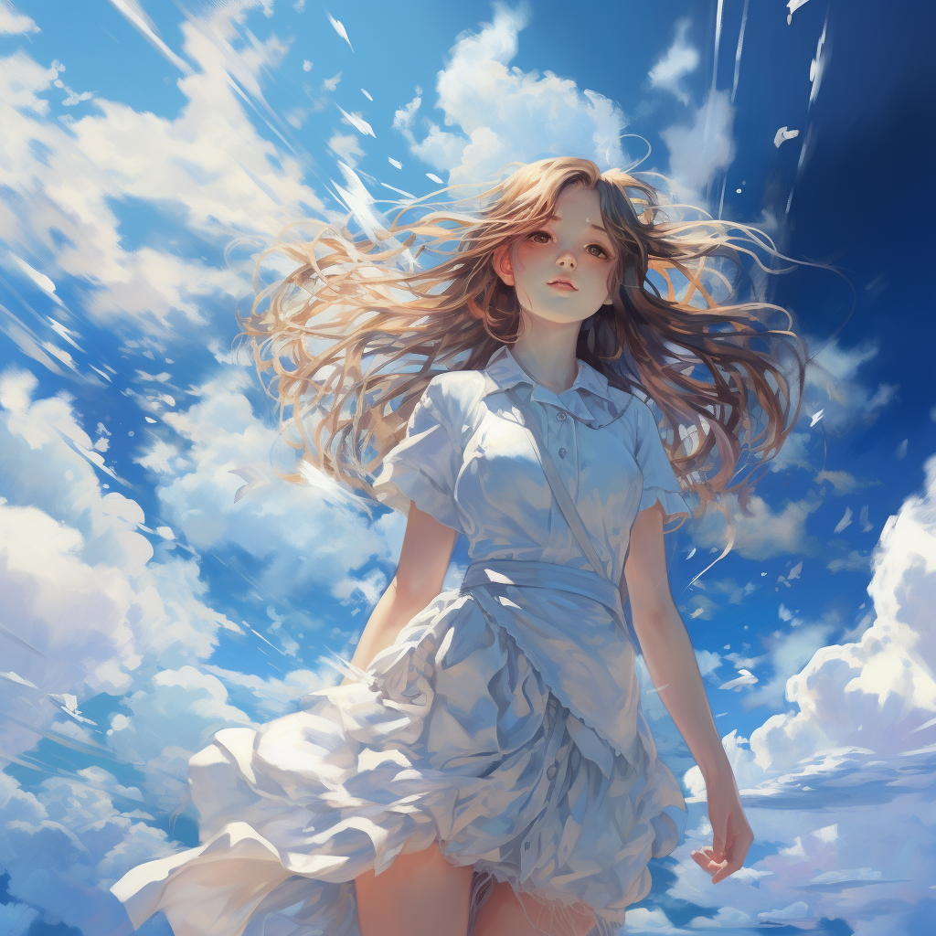 Bright anime with clouds and blue sky  ?️