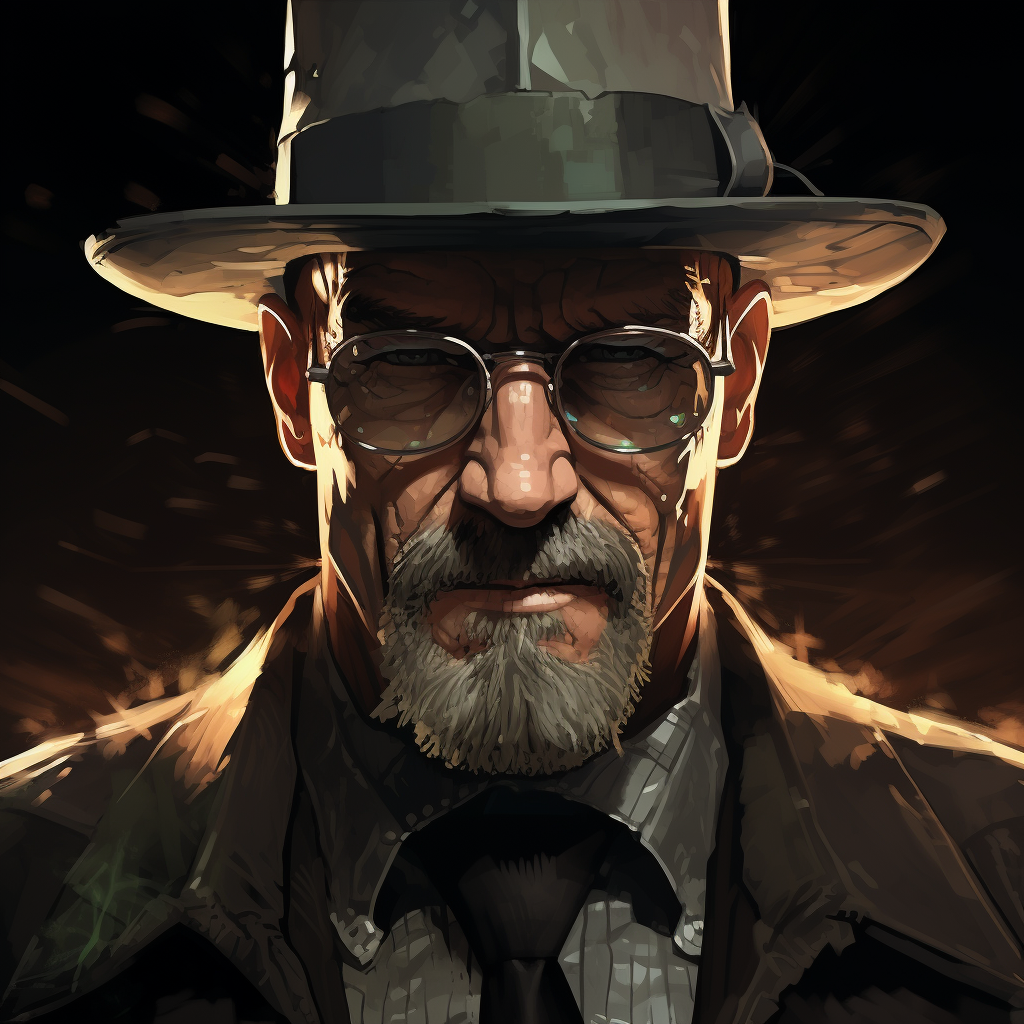 Cartoon version of Heisenberg in Fallout 4 style