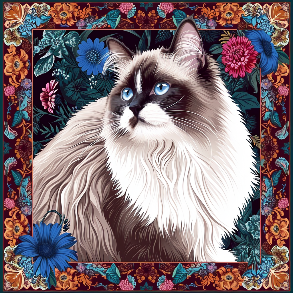 Hermes Silk Scarf Design with Cat in Litterbox