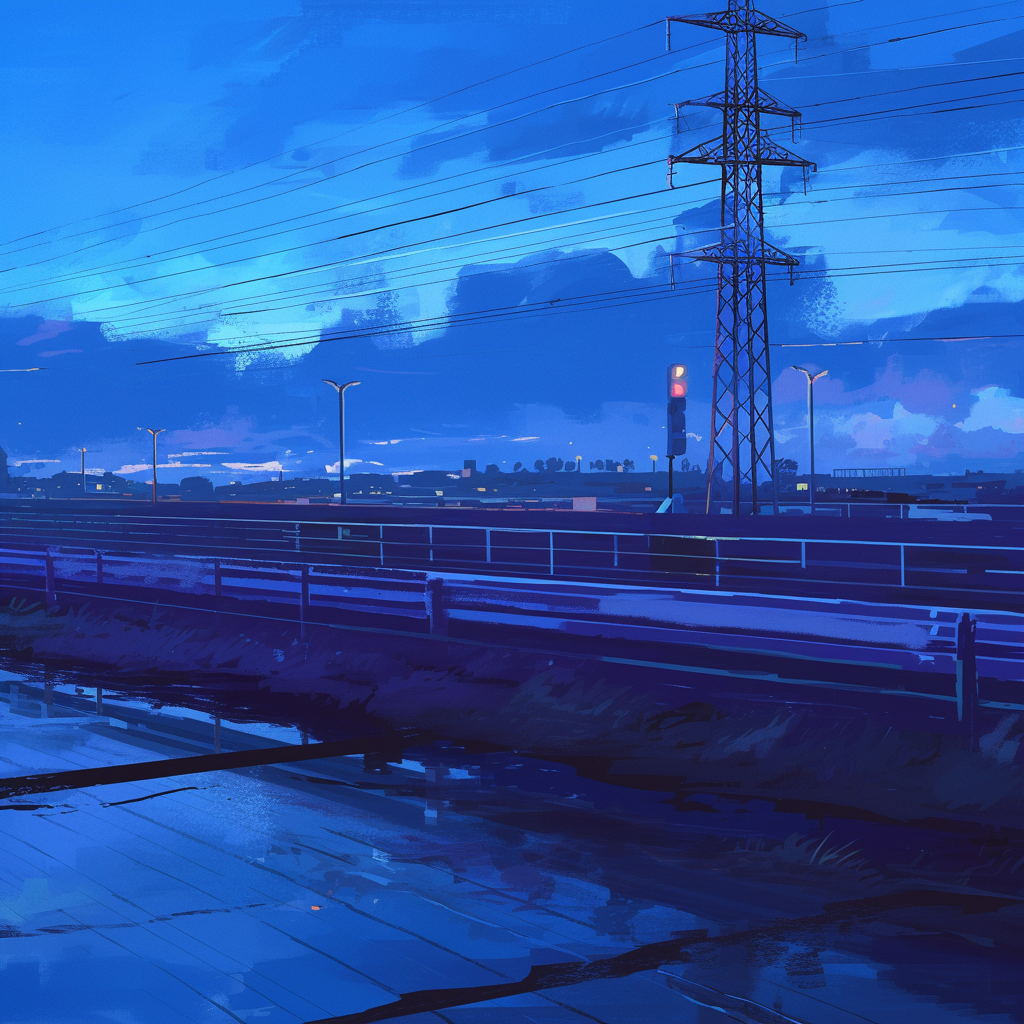 Highway Cyberpunk Blue Black Colors Niji 6