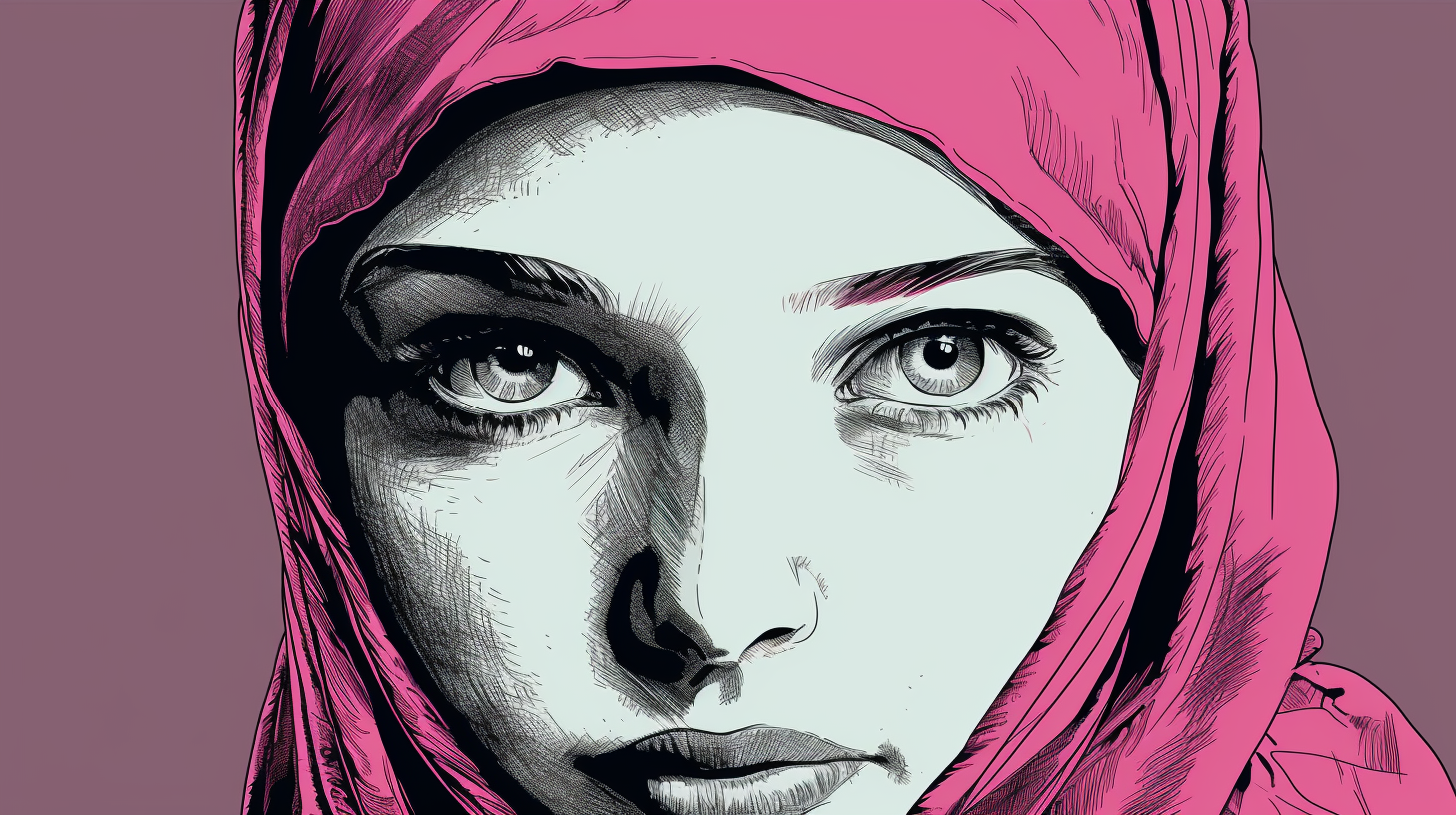 Historical illustration of girl wearing hijab