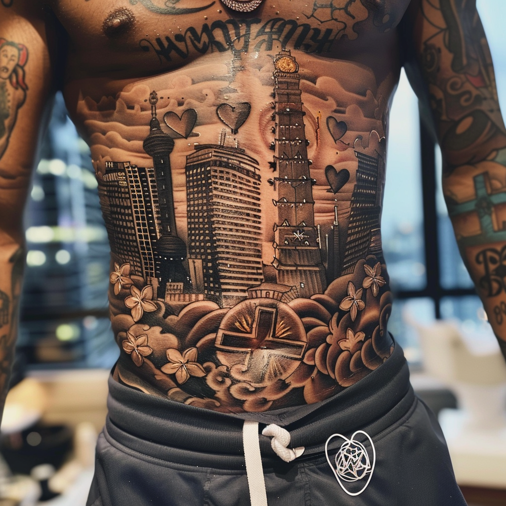 Stomach Tattoo Hip Hop Style