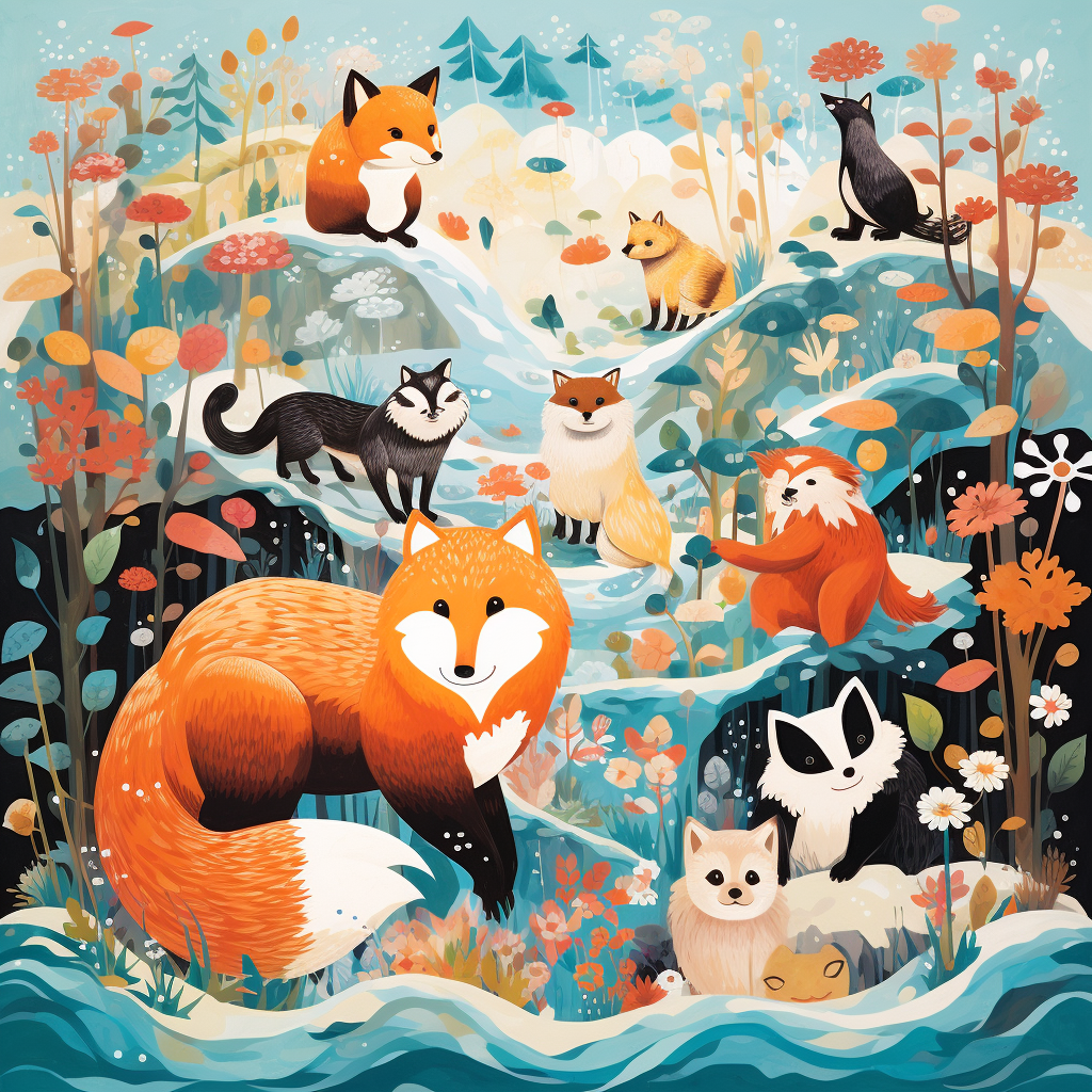 Whimsical Hokkaido Wildlife Artwork